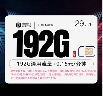 广电飞卿卡【29元192G】