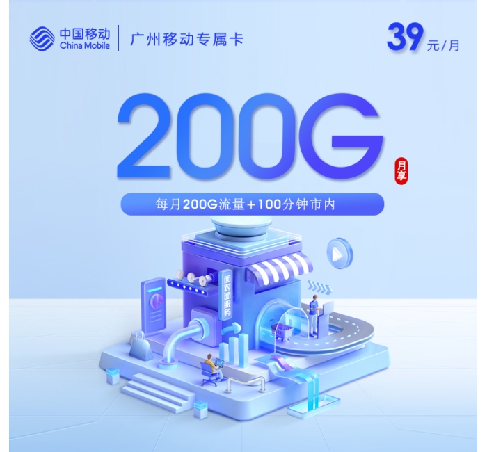 四川移动省内卡【20元230G+200分钟+会员】